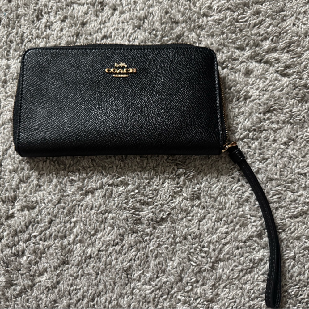 Coach Black Leather Wristlet